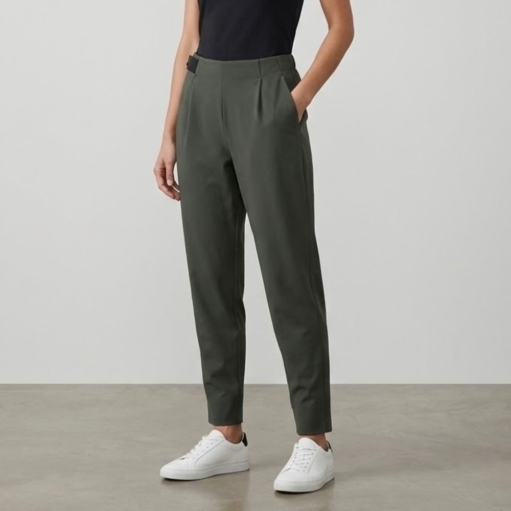 ADAY Turn It Up Pants Forest Green Pleated Tapered Trousers Size Small